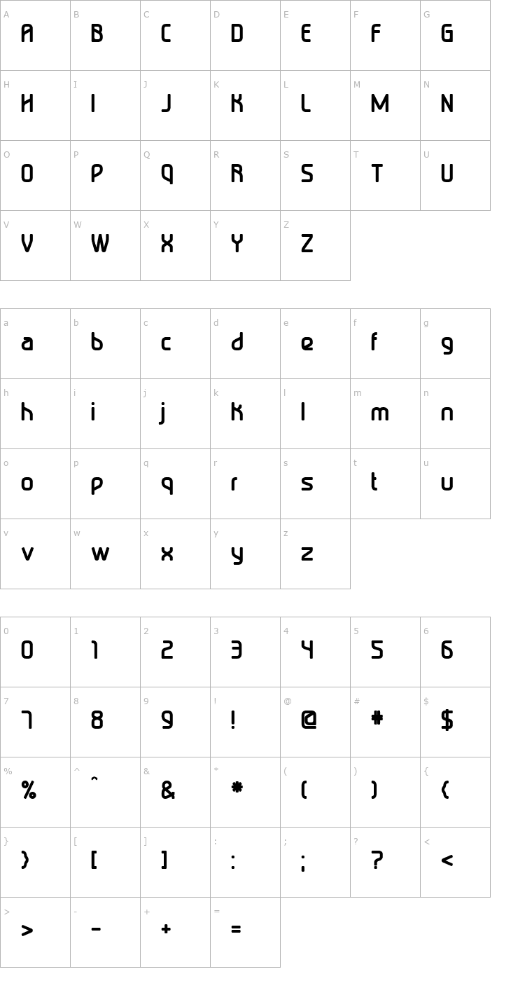 Character Map TurboBold Font