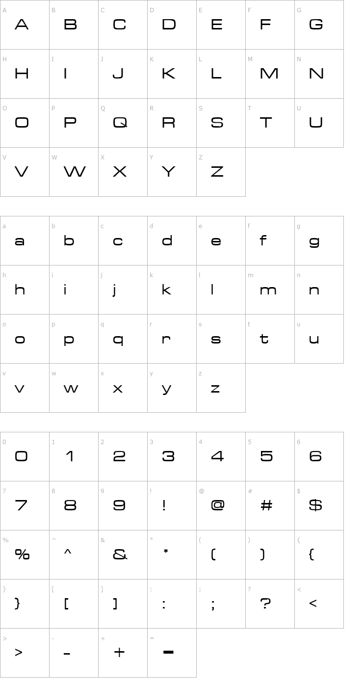 Character Map Turkish Microgramma Font