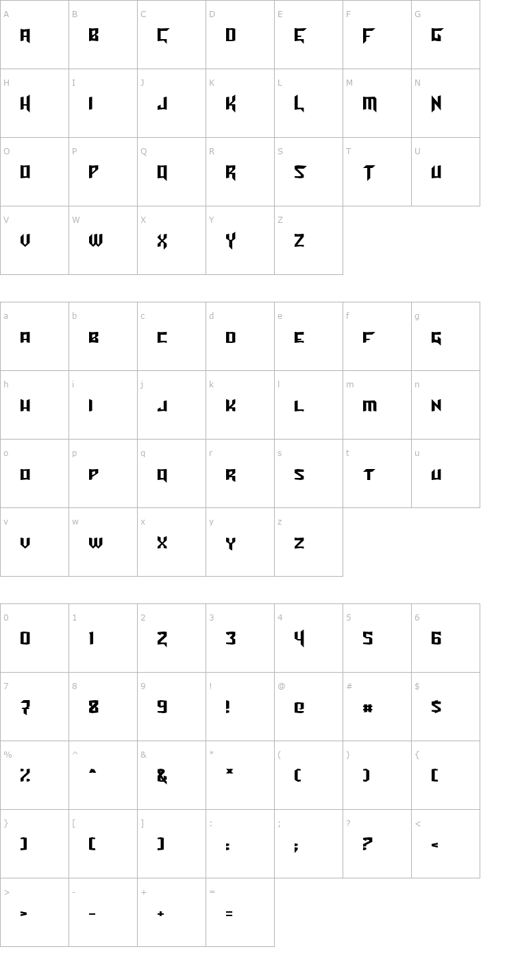 Character Map Turok Font