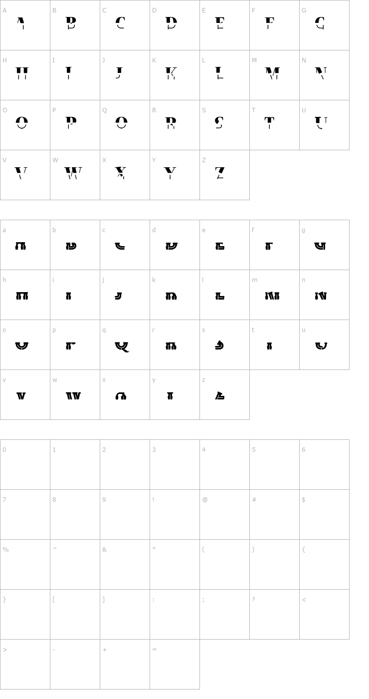 Character Map Tusca Font