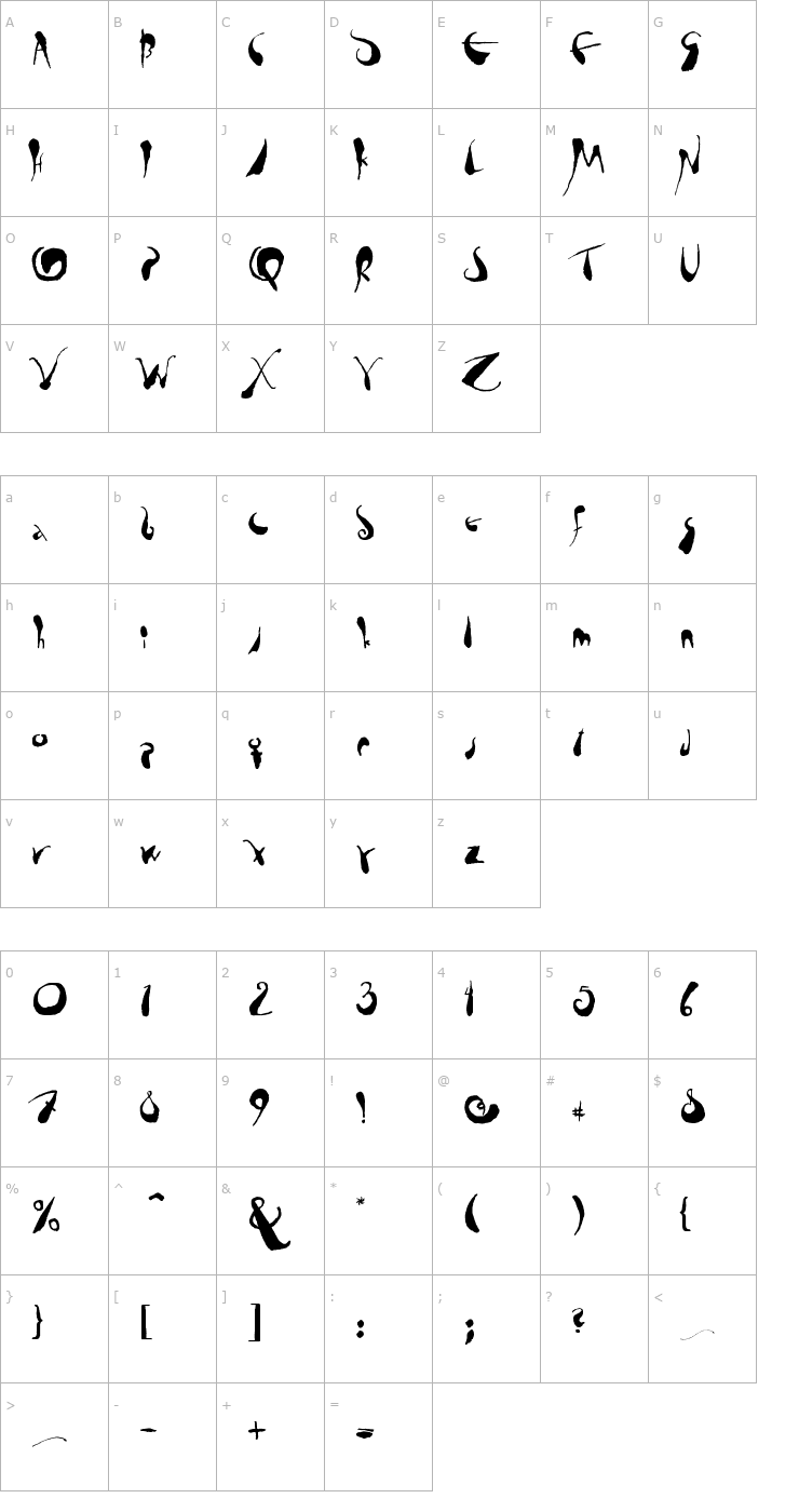 Character Map tusch Font