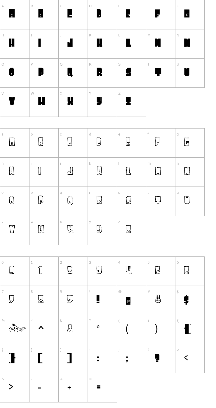 Character Map Tuskey-San Font