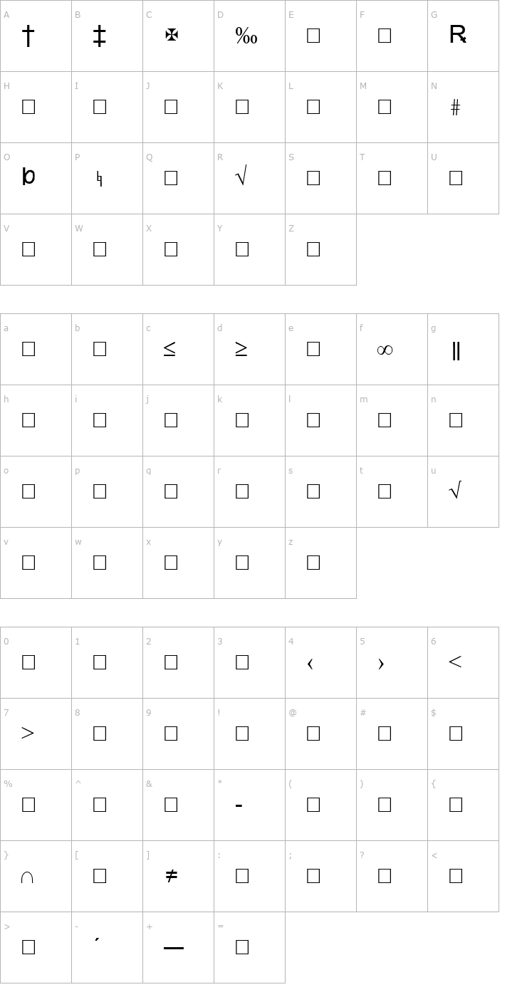Character Map TWA 323237 Font