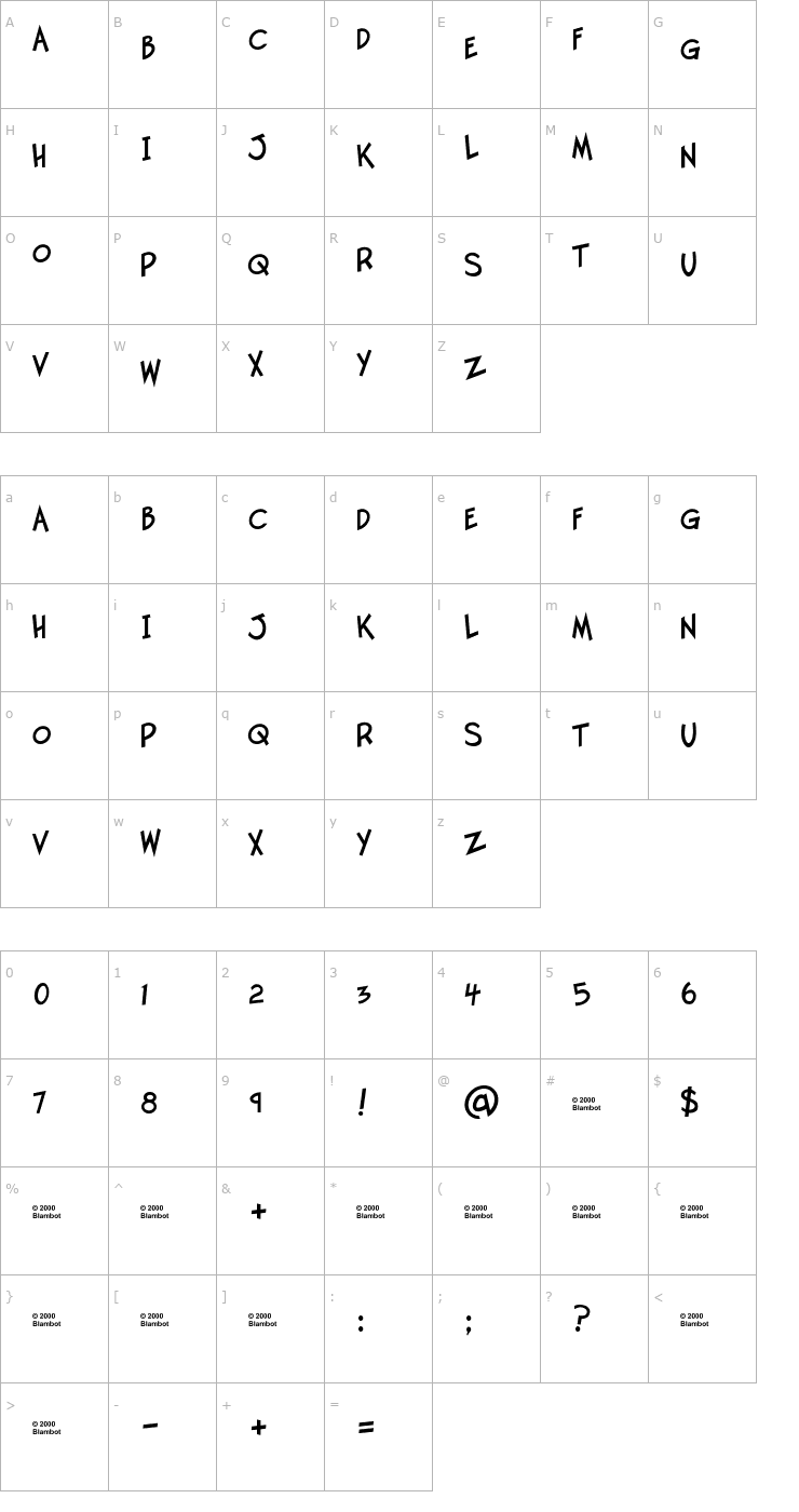 Character Map Twelve Ton Goldfish Font