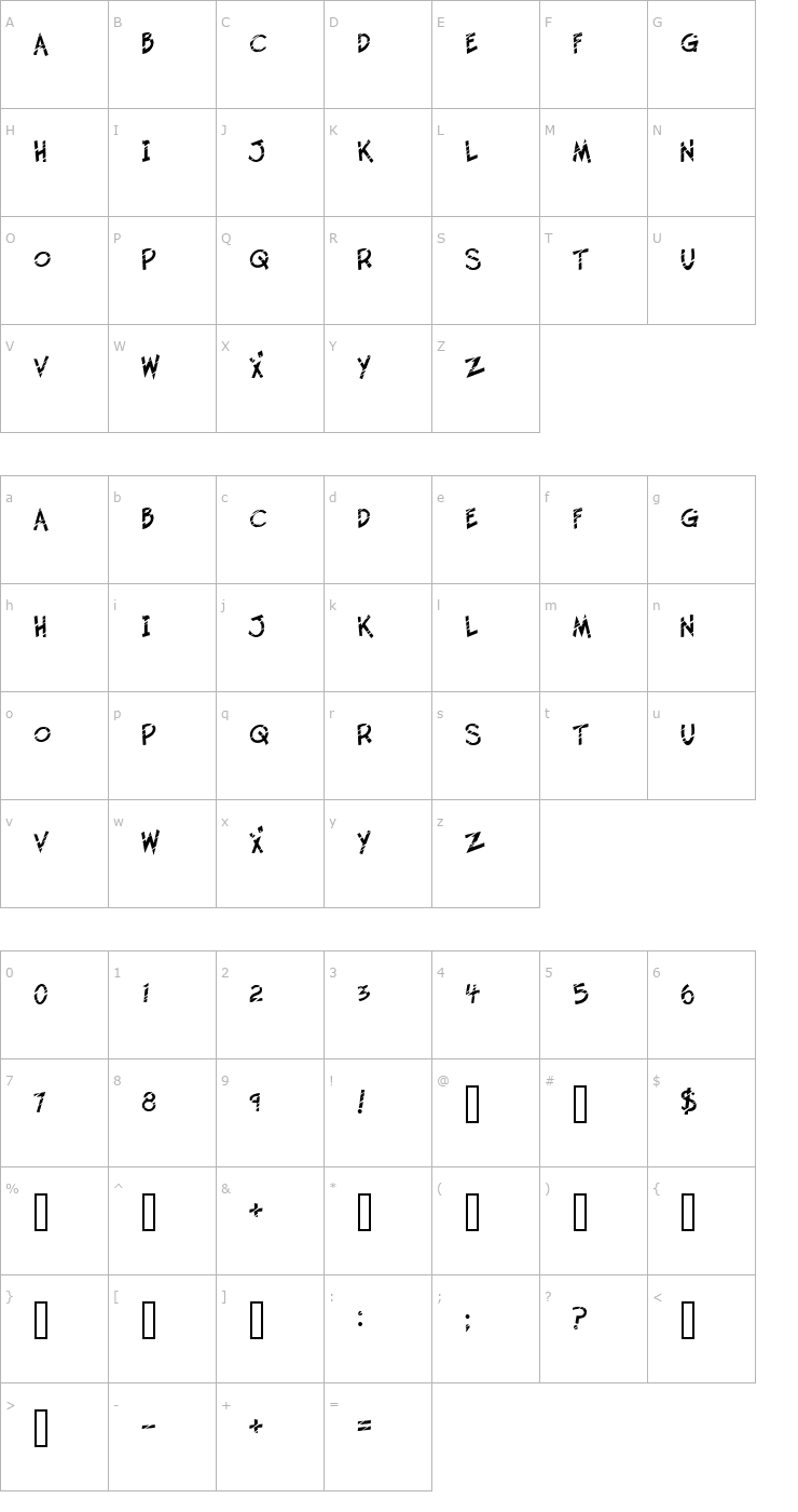 Character Map Twelve Ton Sushi Font