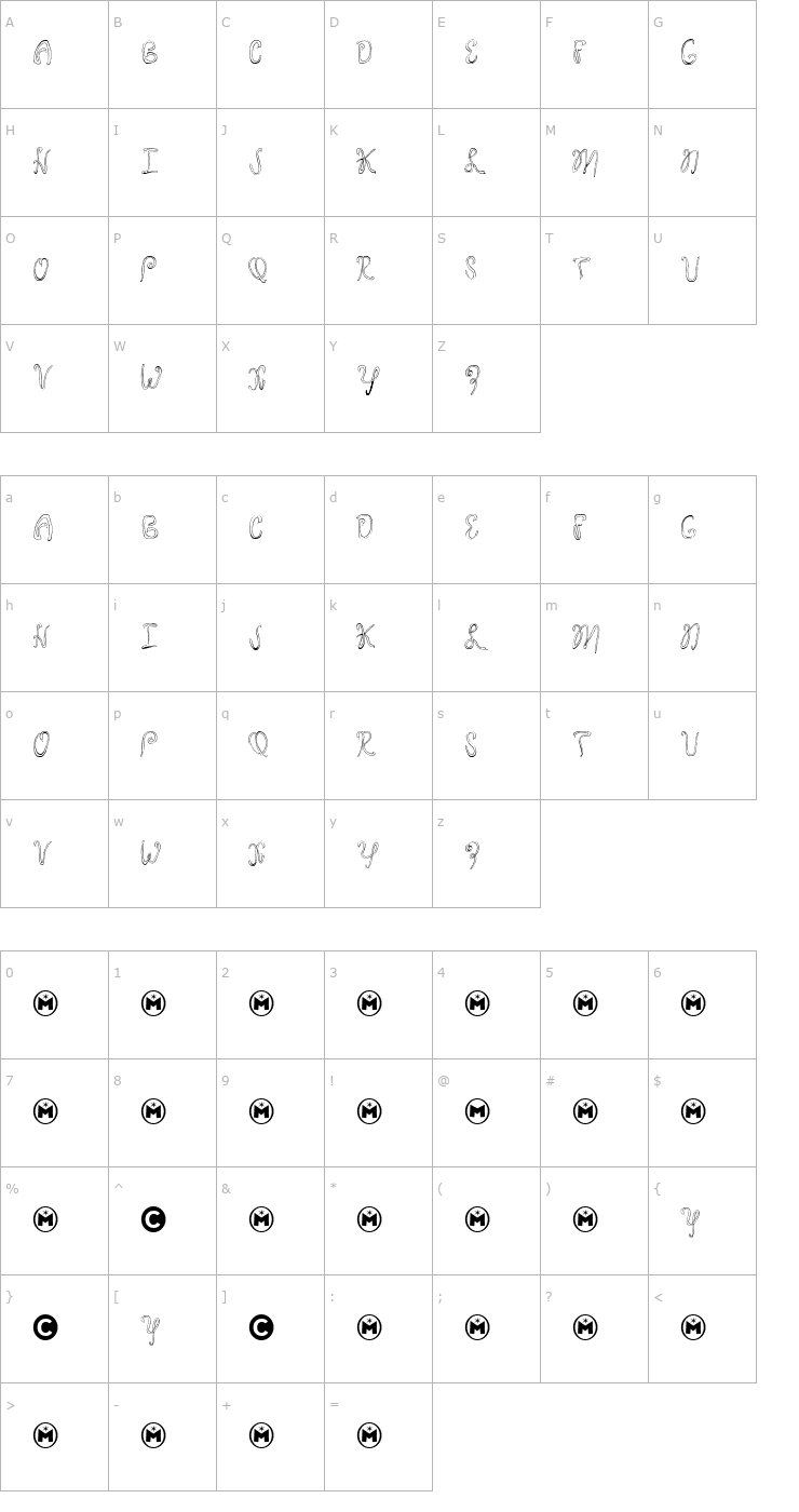 Character Map Twentysix Snakerumba Font