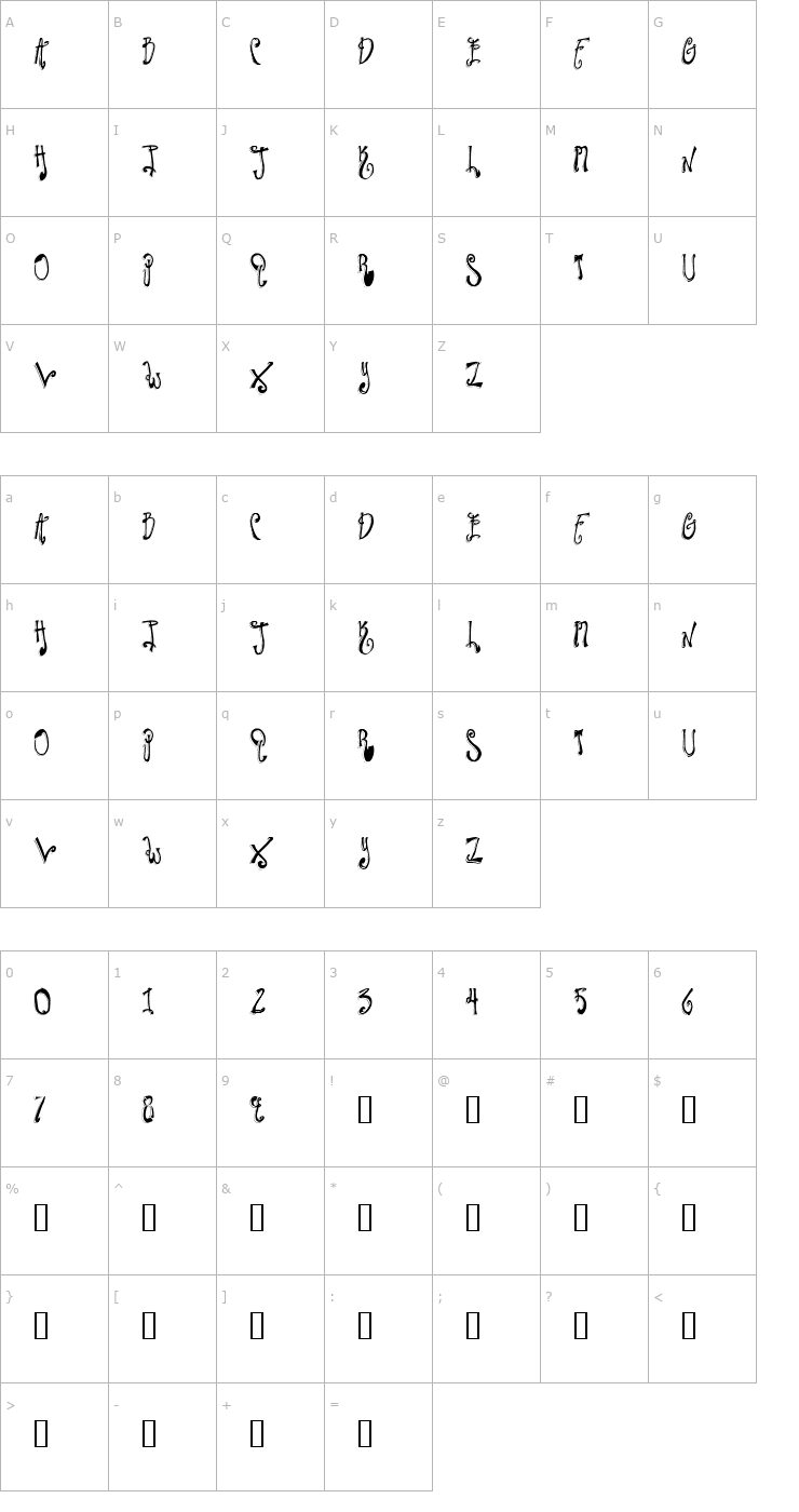 Character Map Twilight Express Font