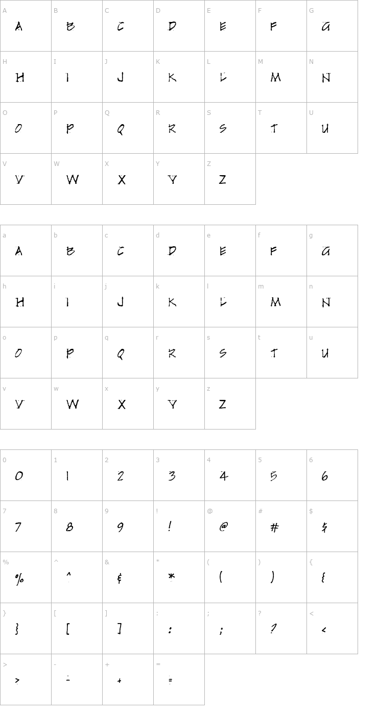 Character Map TwoByFour Font