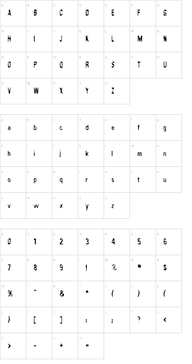 Character Map Twoface ICG Font