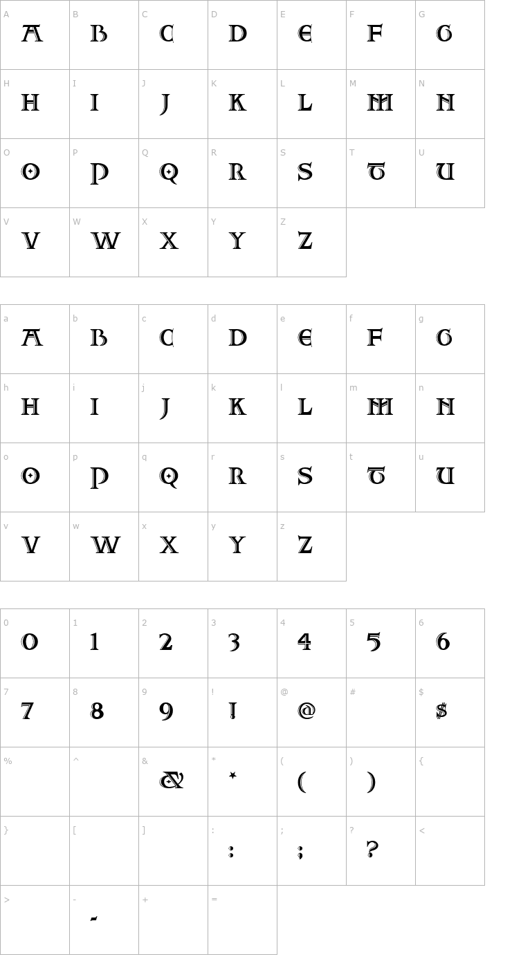 Character Map TwoForJuanNF Font