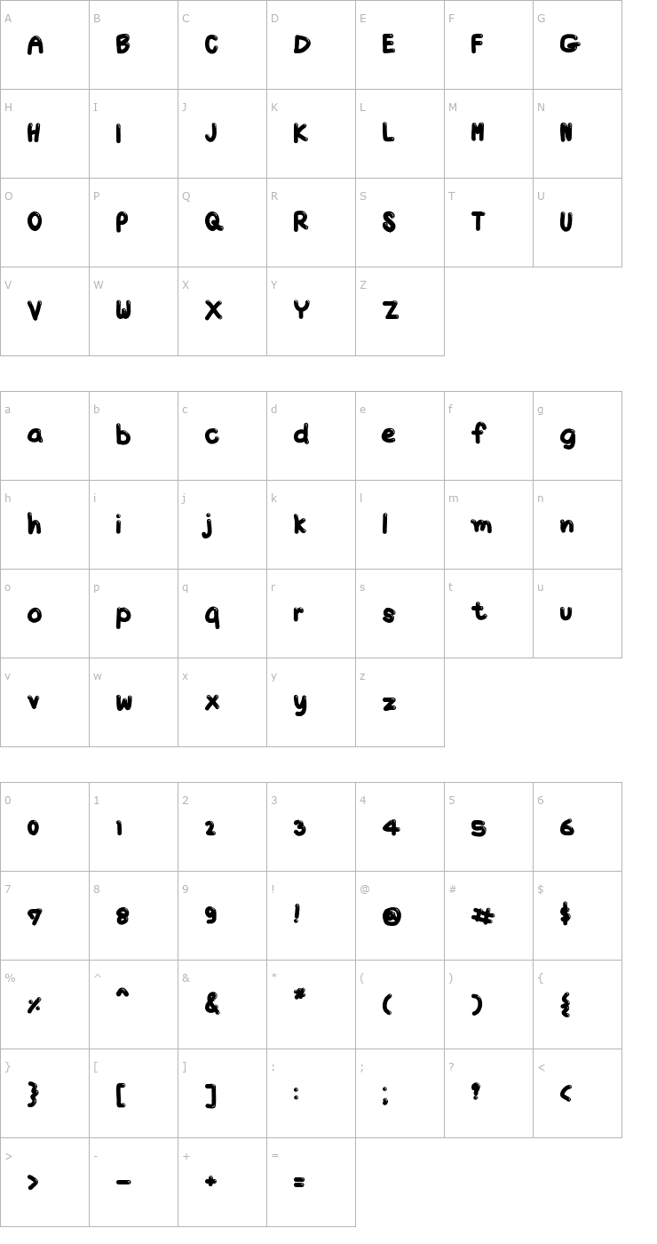 Character Map TX Jello Font