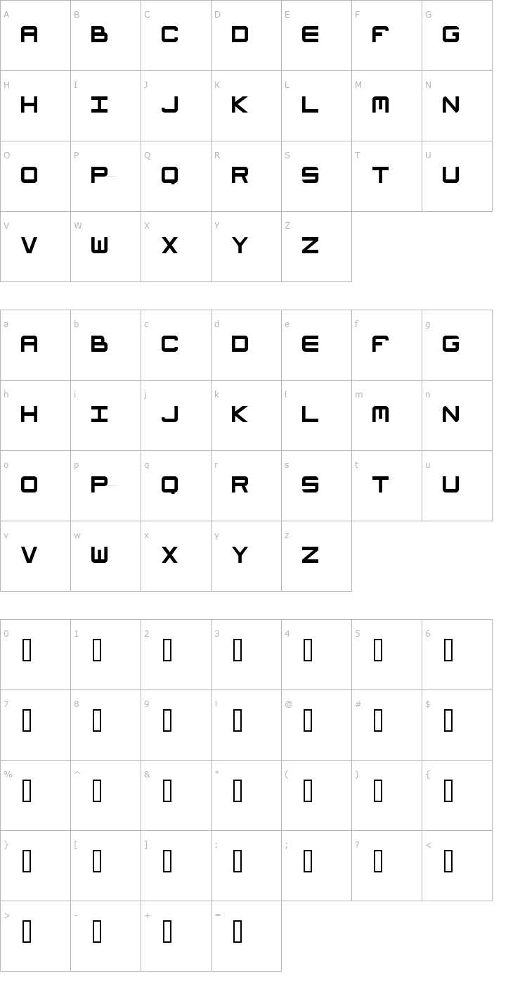 Character Map Tycho Font