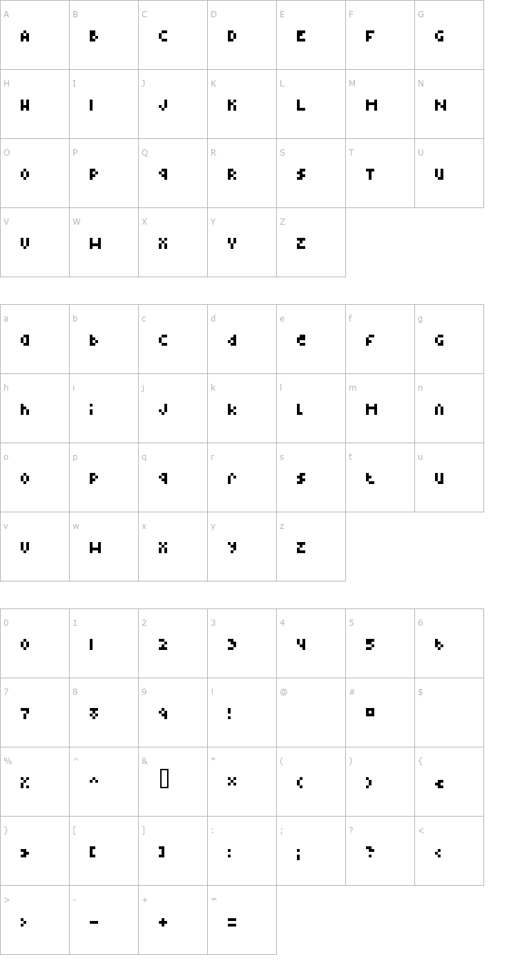 Character Map Type Four Font