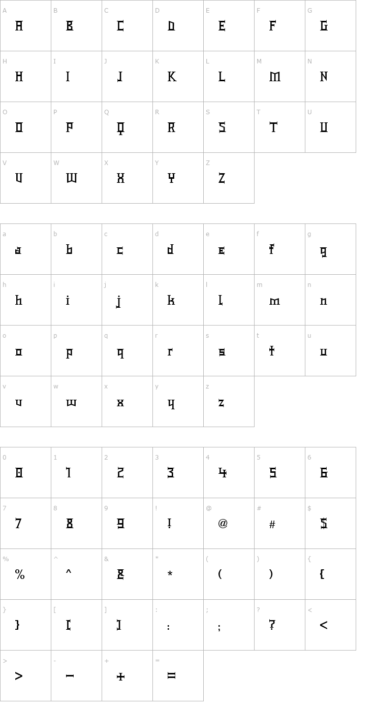 Character Map Type Knight Font