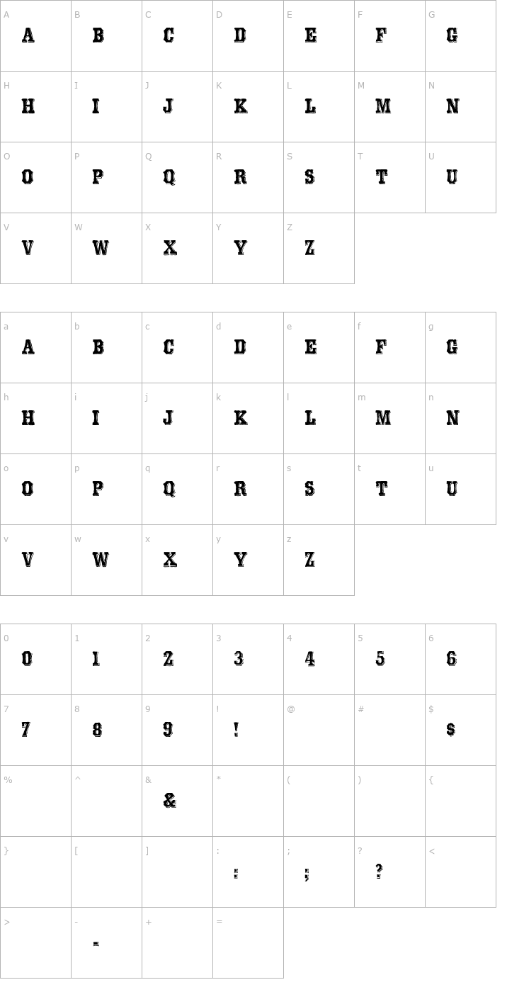 Character Map TypeNo11 Font