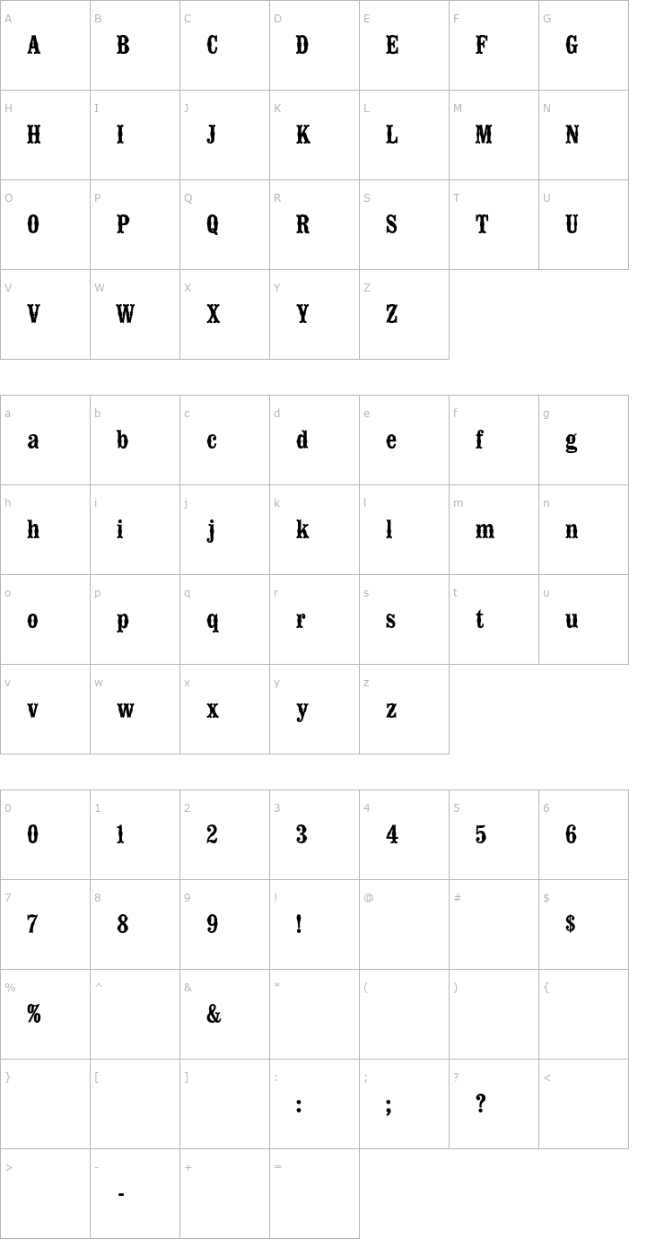 Character Map TypeNo12 Font