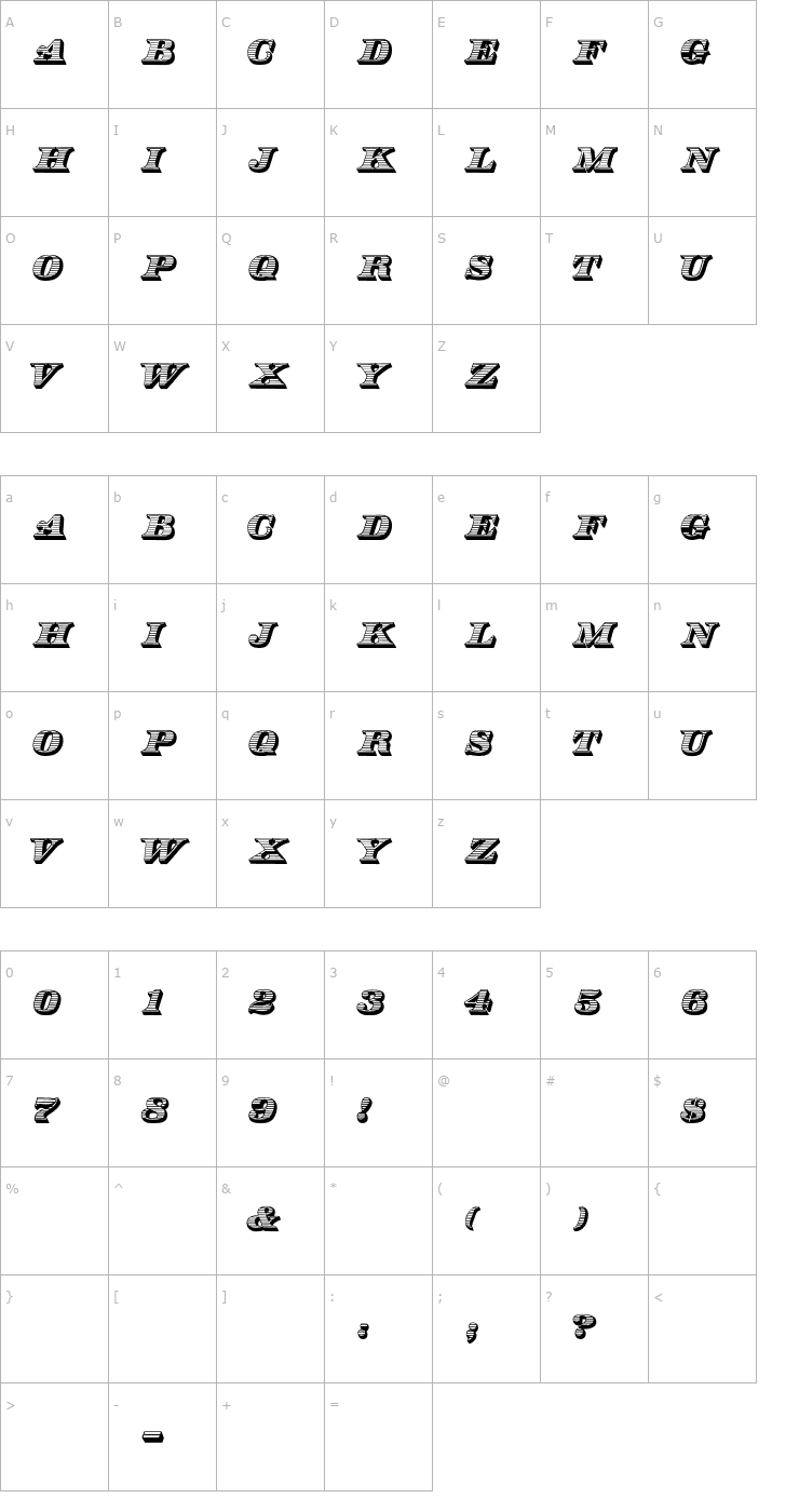 Character Map TypeNo13 Font