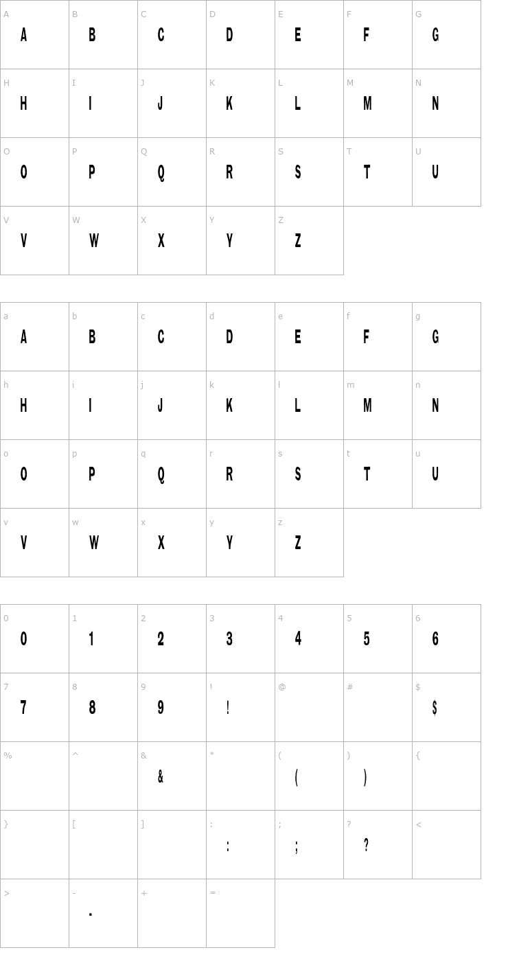 Character Map TypeNo5 Font