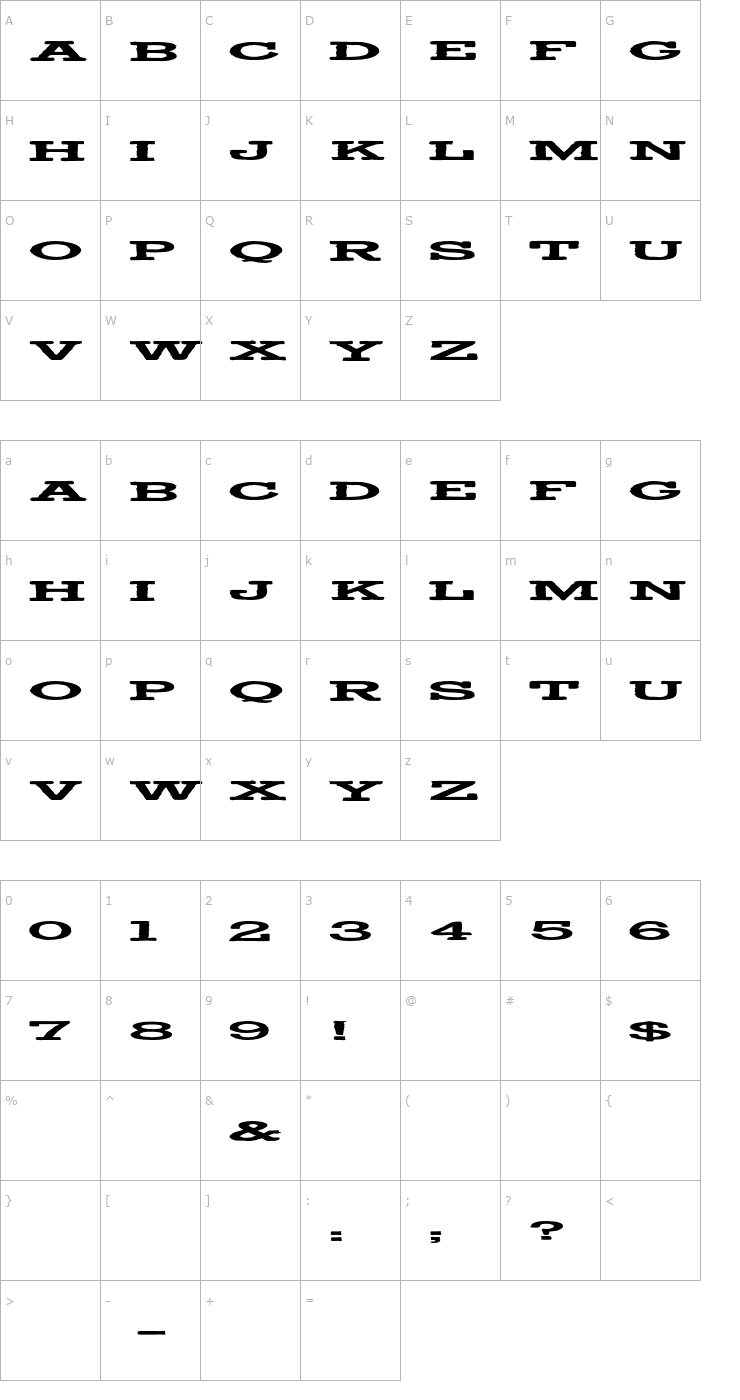 Character Map TypeNo6 Font