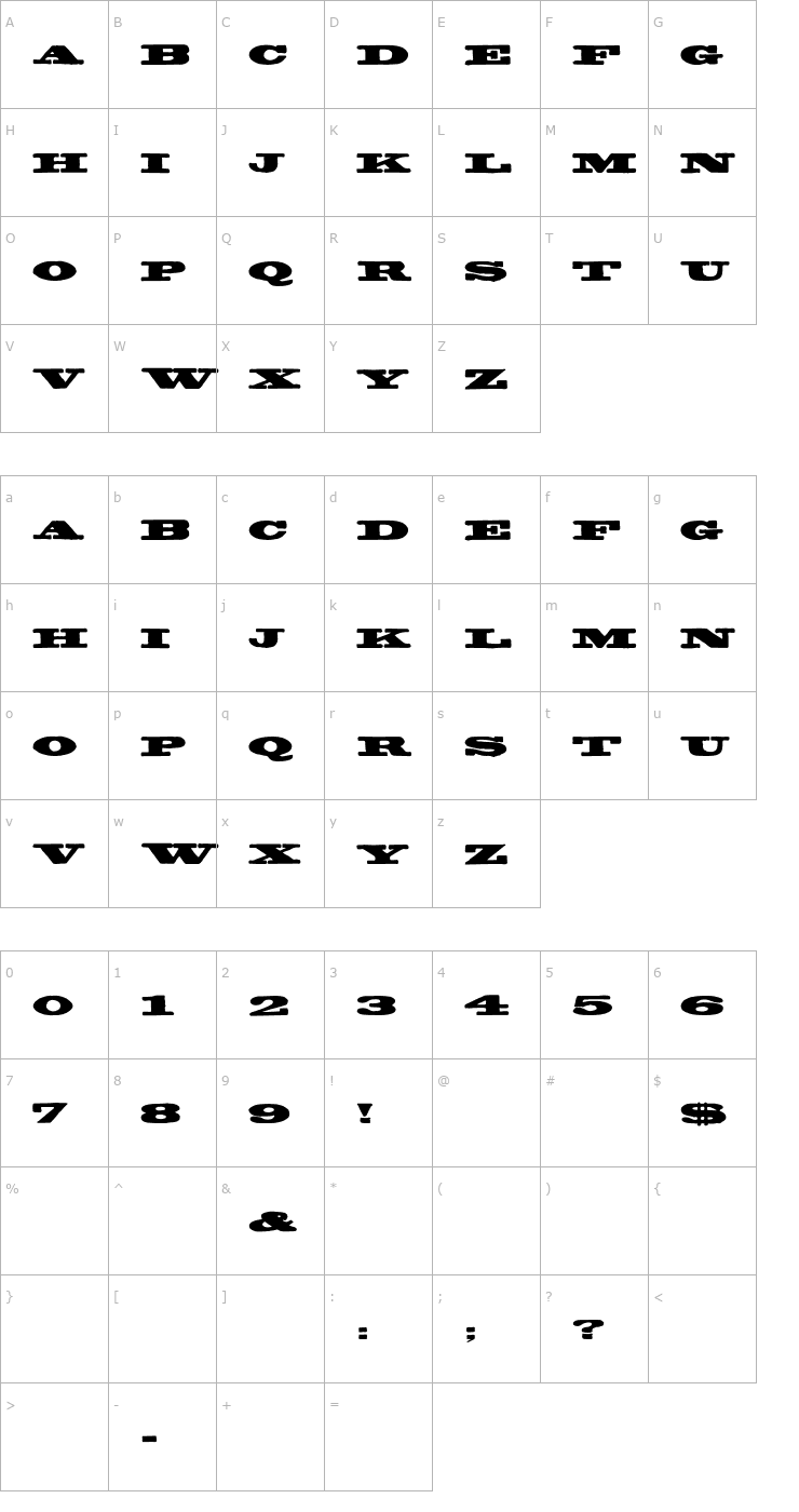 Character Map TypeNo7 Font