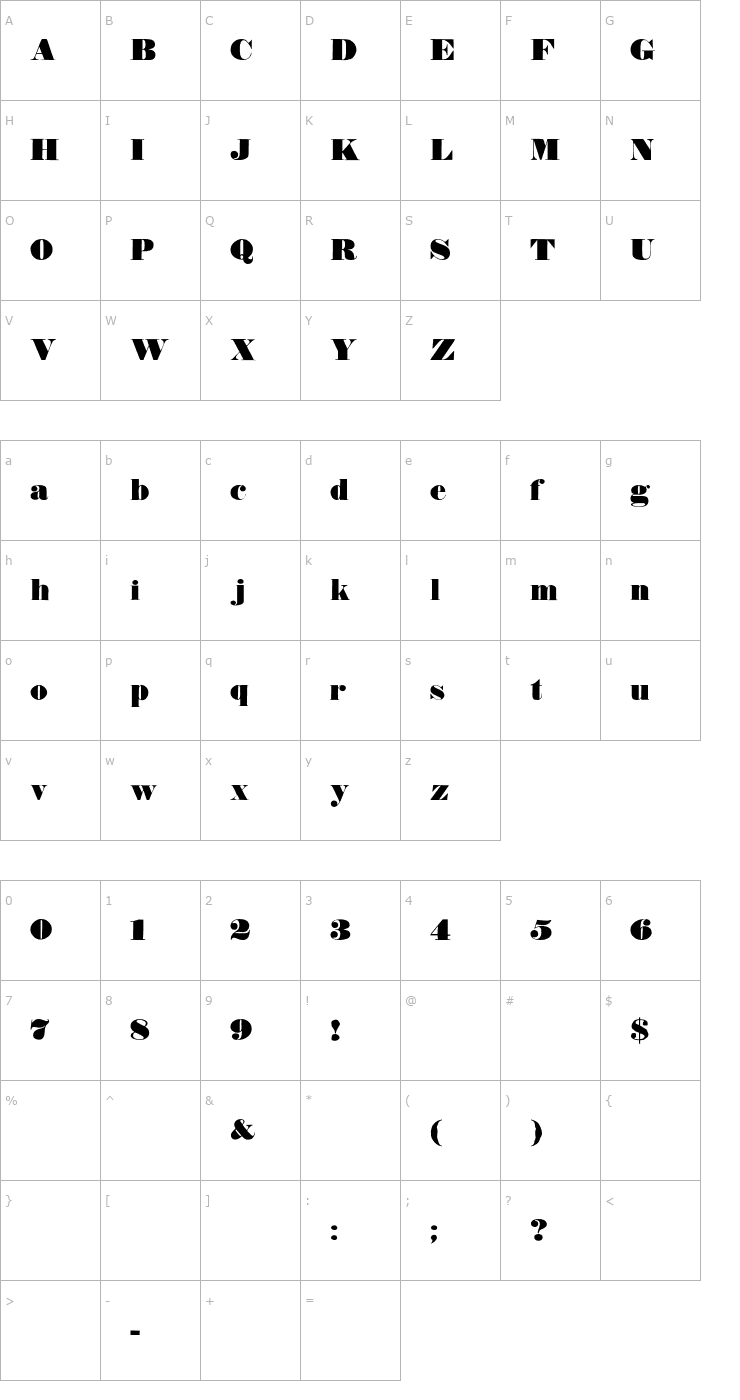 Character Map TypeNo8 Font