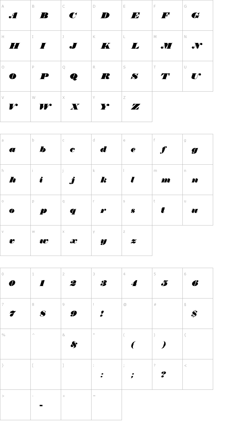 Character Map TypeNo9 Font