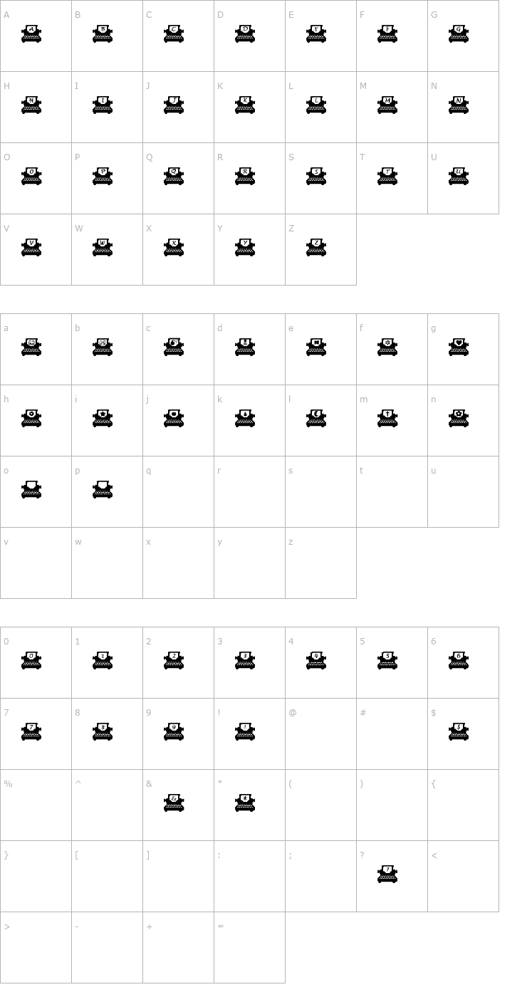 Character Map Typewriter Letter Font