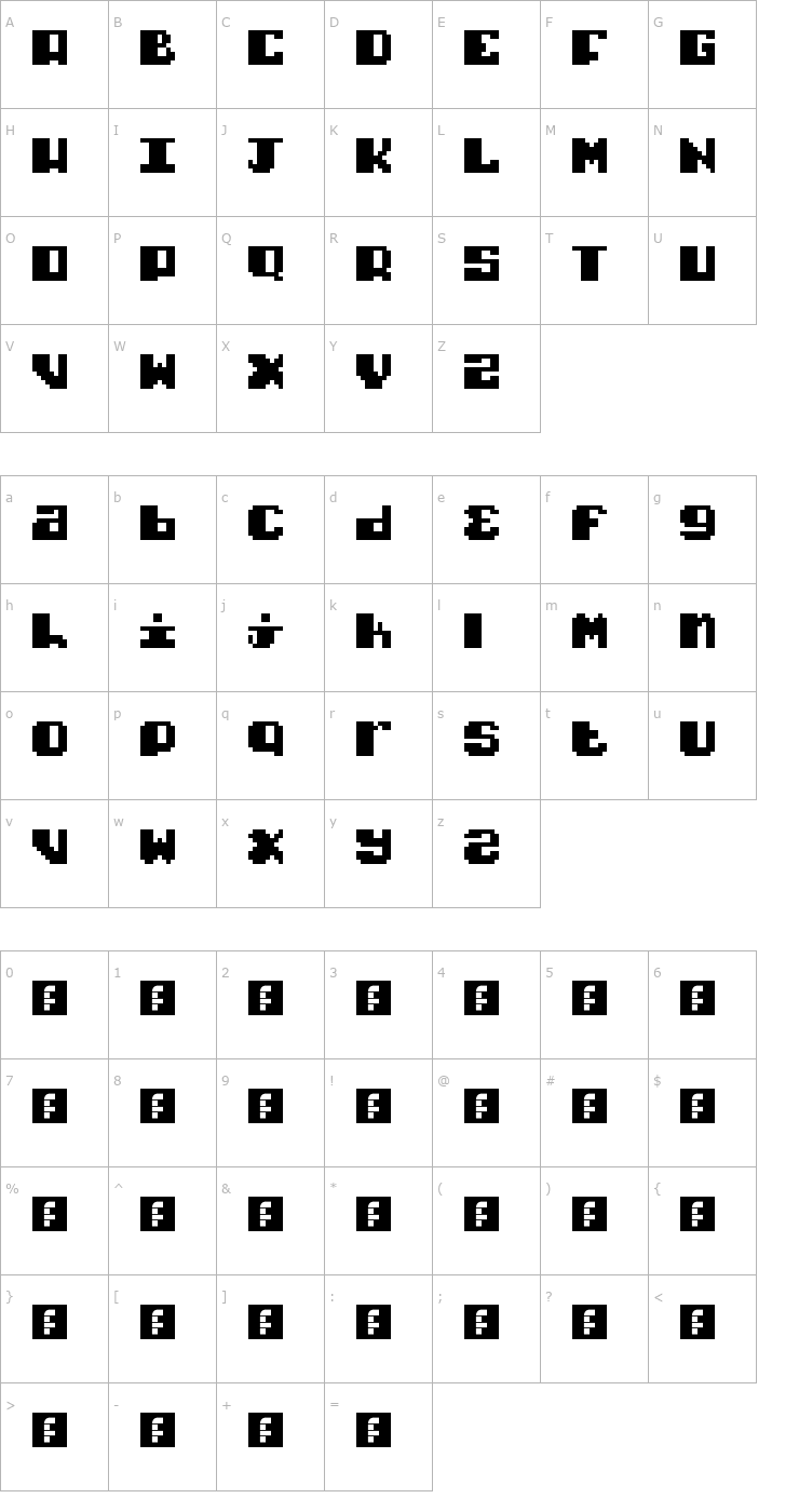 Character Map Typo Pixel Font