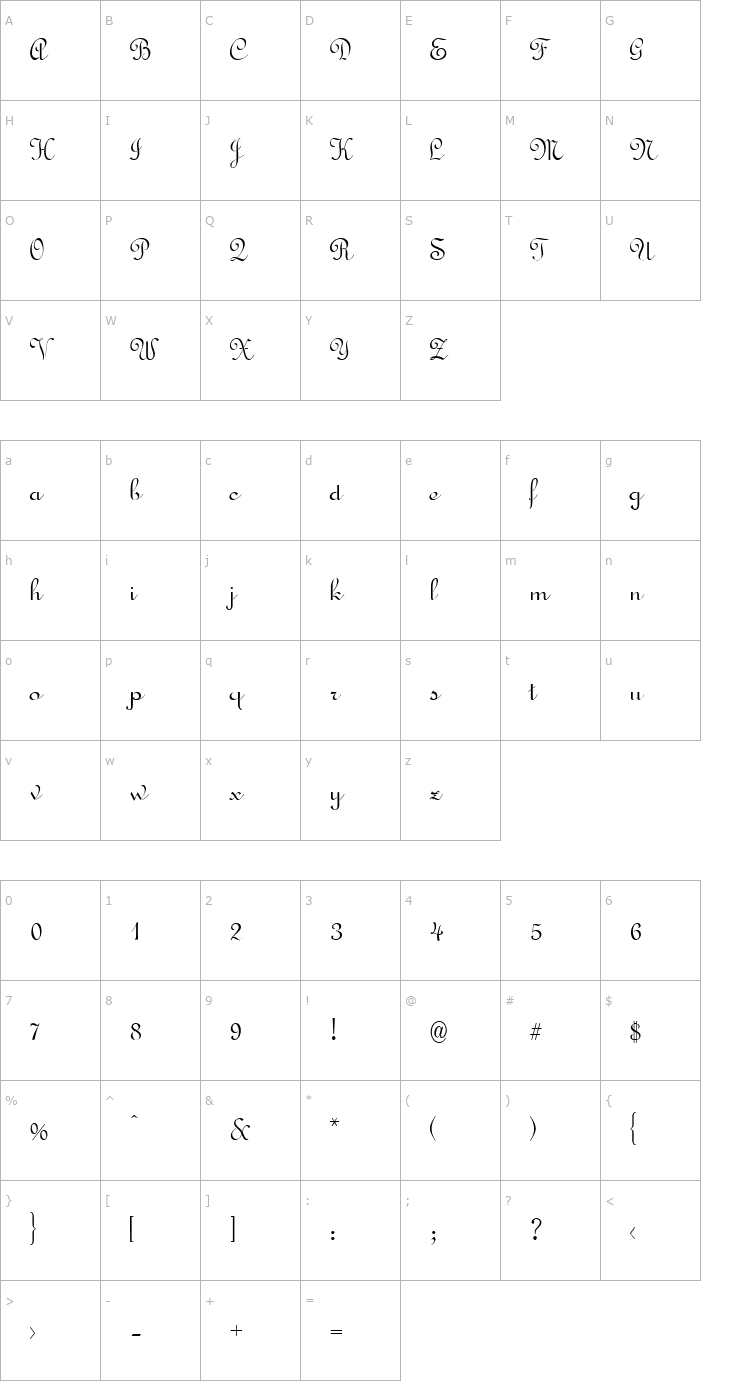 Character Map Typo Upright Font