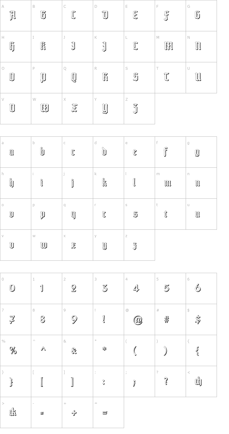 Character Map TypographerTexturSchatten Font