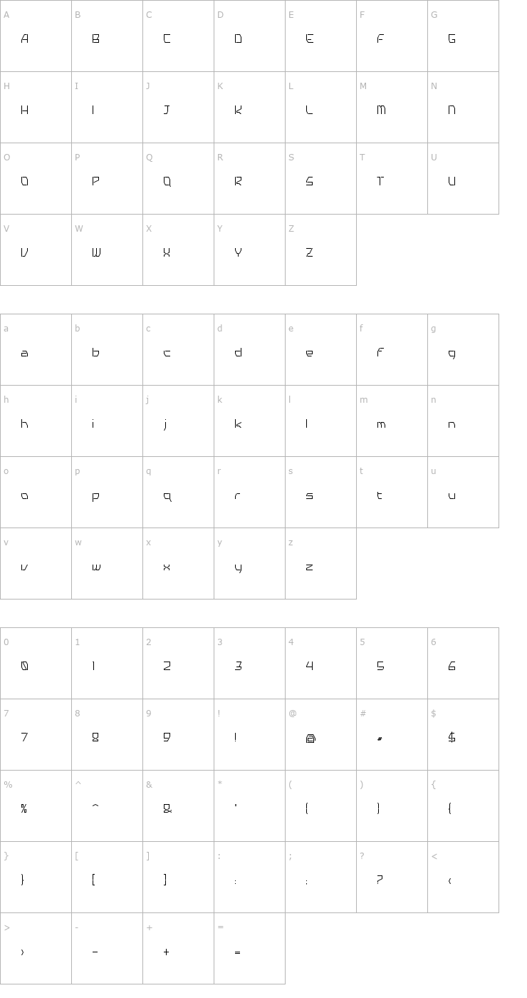 Character Map Tyro Font