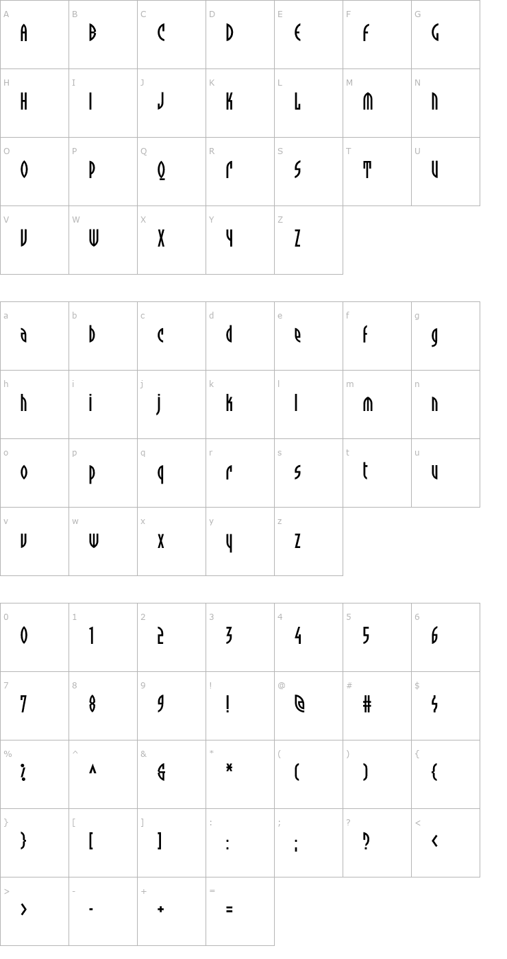 Character Map Tyson Font