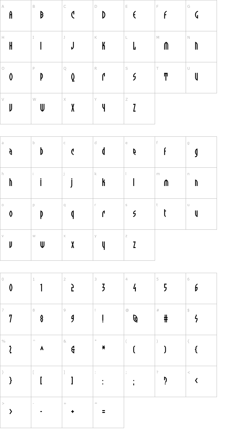 Character Map Tyson Regular Font