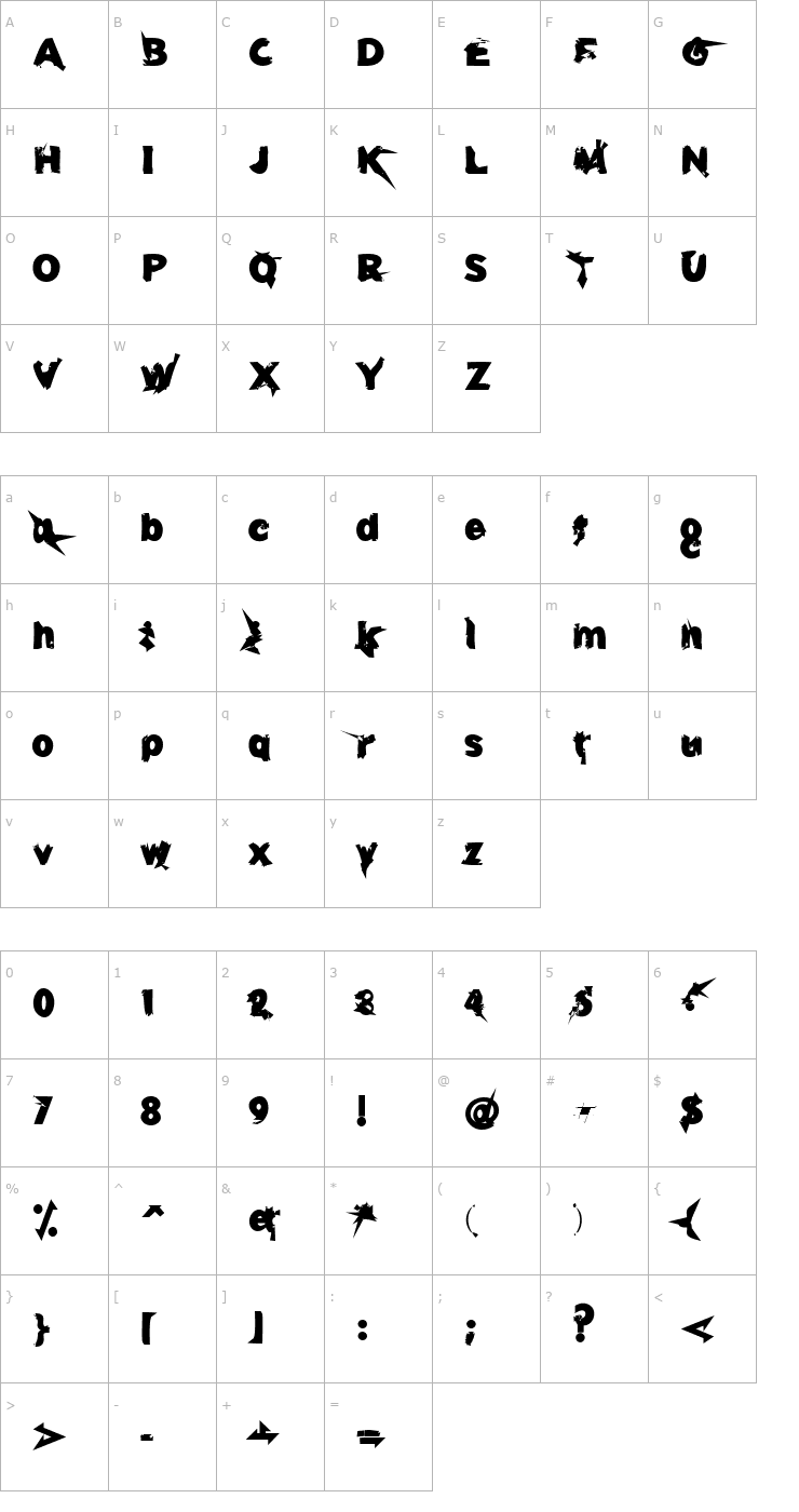 Character Map u27fog Font