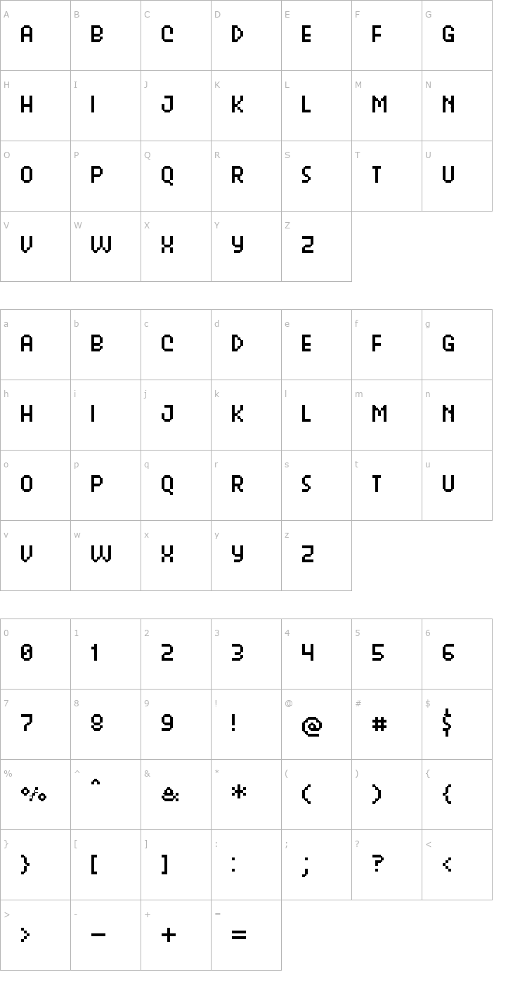 Character Map UF California Menu Font