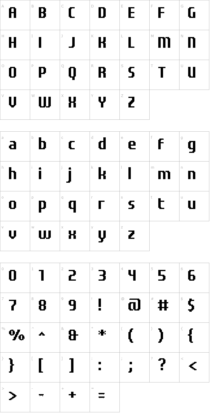 Character Map UF Elementar Basica 13.21.2 a Font