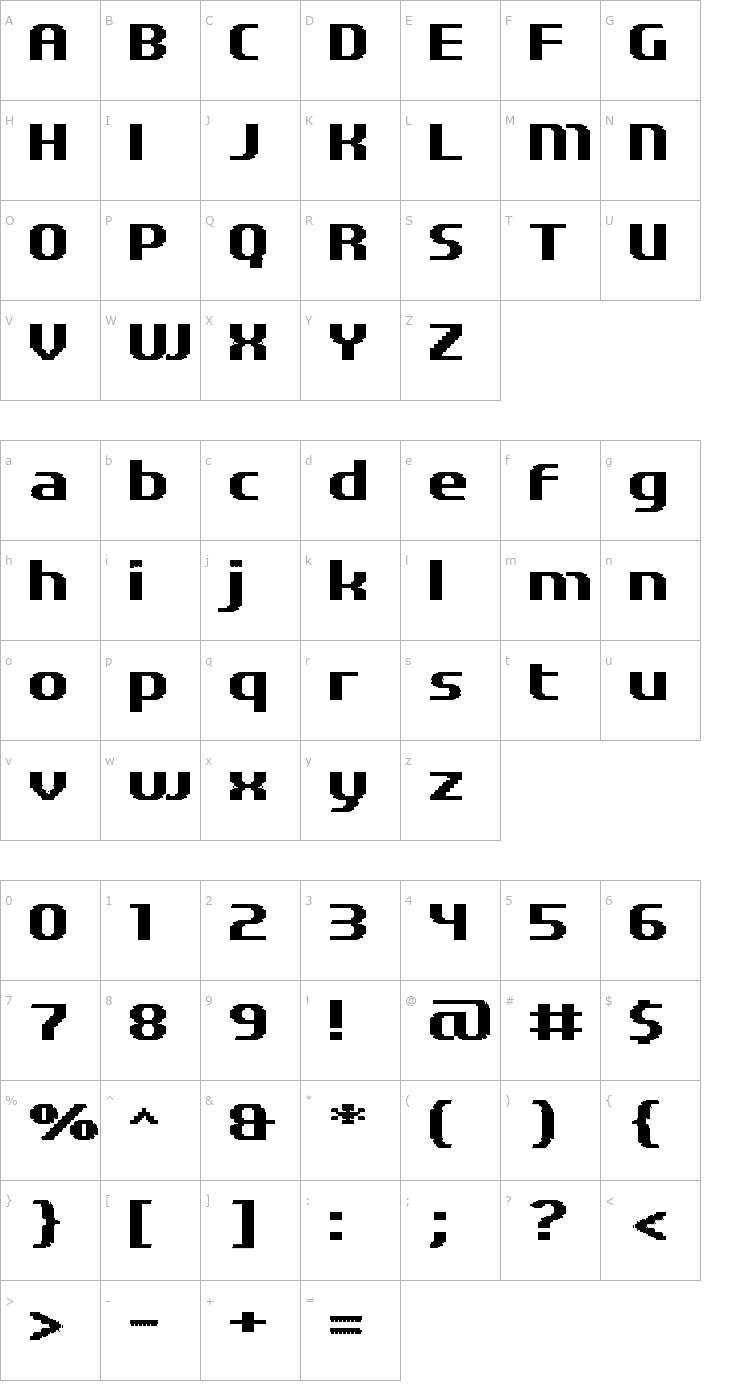 Character Map UF Elementar Basica 13.31.3 a Font