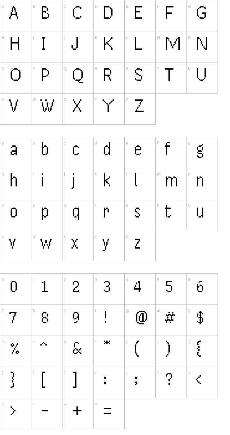 Character Map UF Mana-13 Font