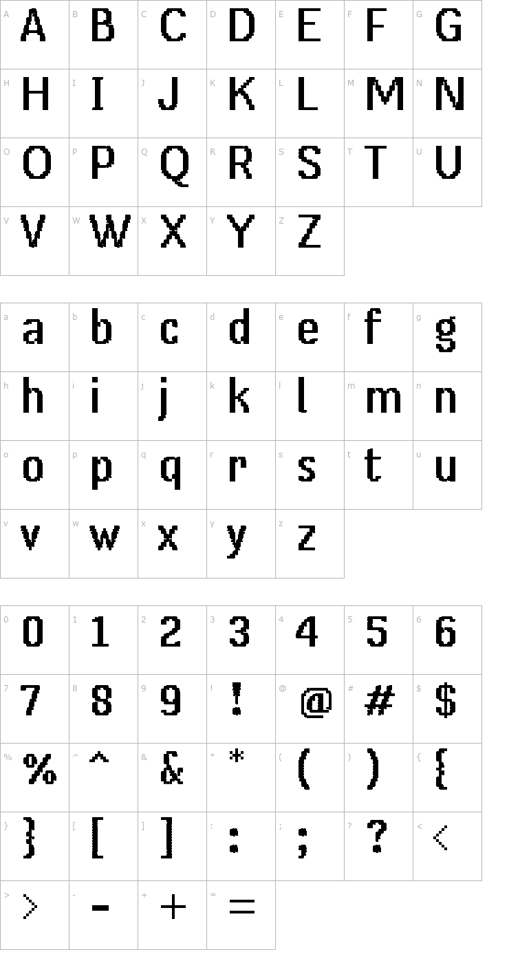Character Map UF Mana-16alt Font