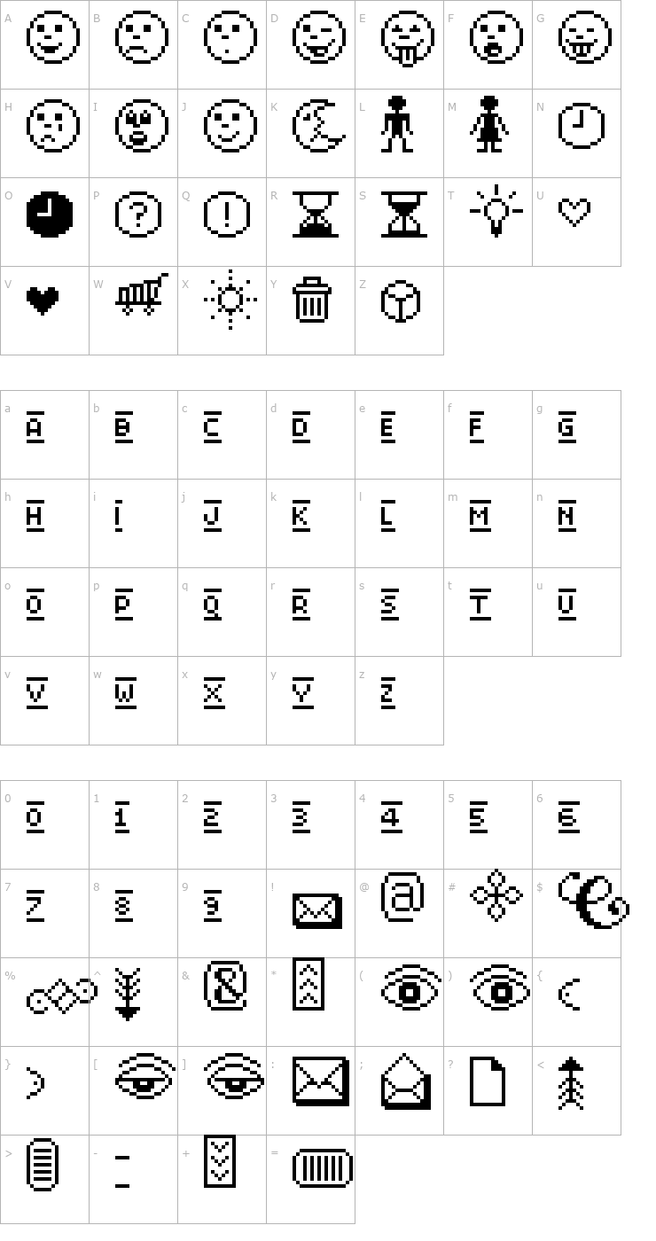 Character Map UF Mr. Pixel Tools Font