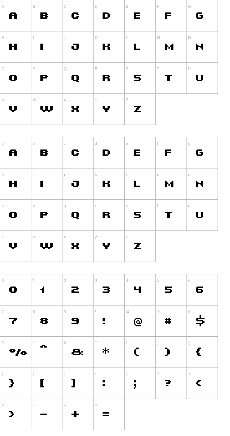 Character Map UF Odyssey Menu Bold Font