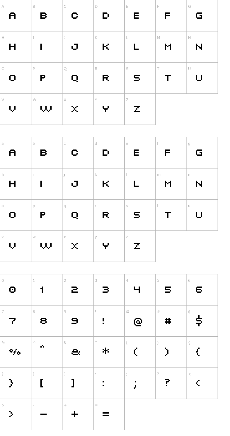 Character Map UF Odyssey Menu Font