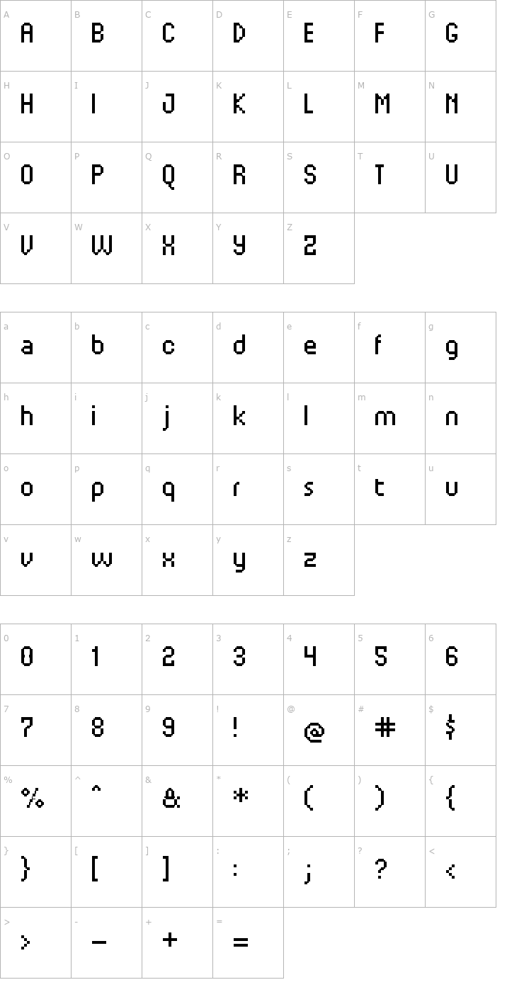 Character Map UF Orbital Regular Font