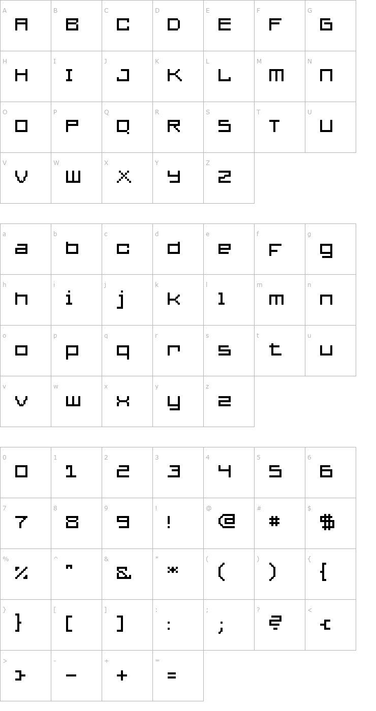 Character Map UF PT Ellus Hard Font