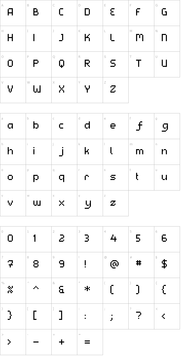 Character Map UF PT Lucy Font