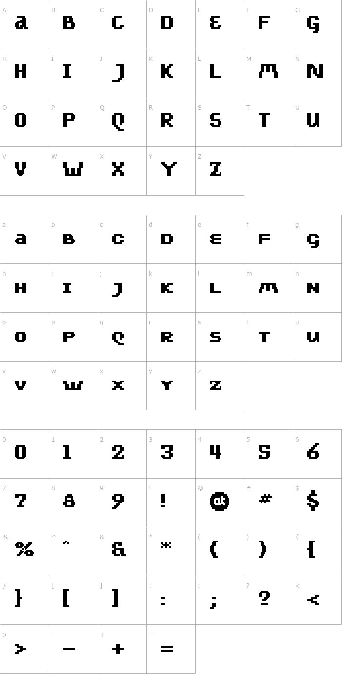 Character Map UF PT Unicraze Bold Font