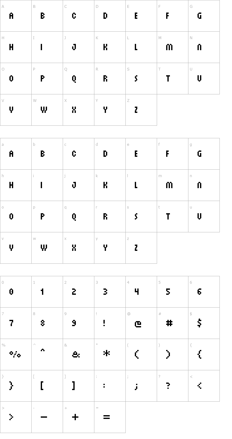Character Map UF Sugar Menu Font