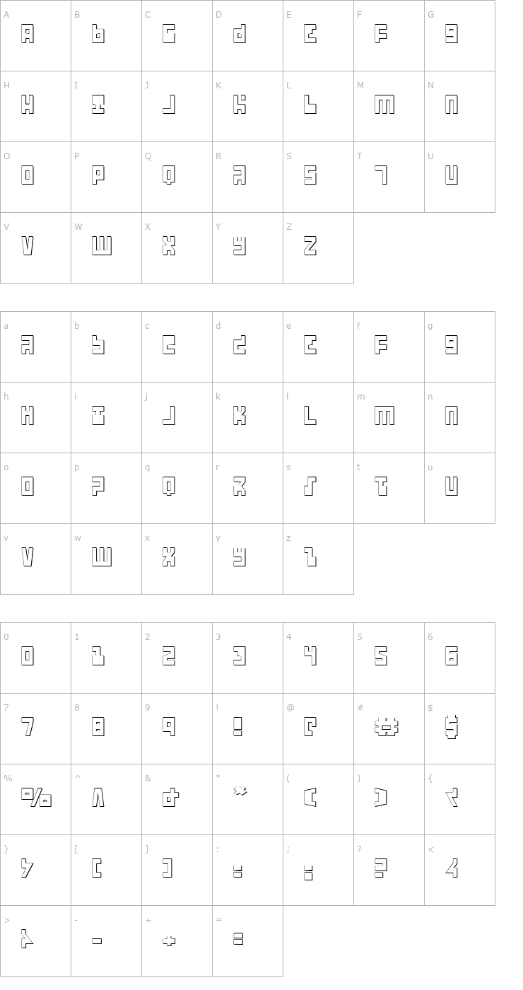 Character Map UFO Hunter 3D Font