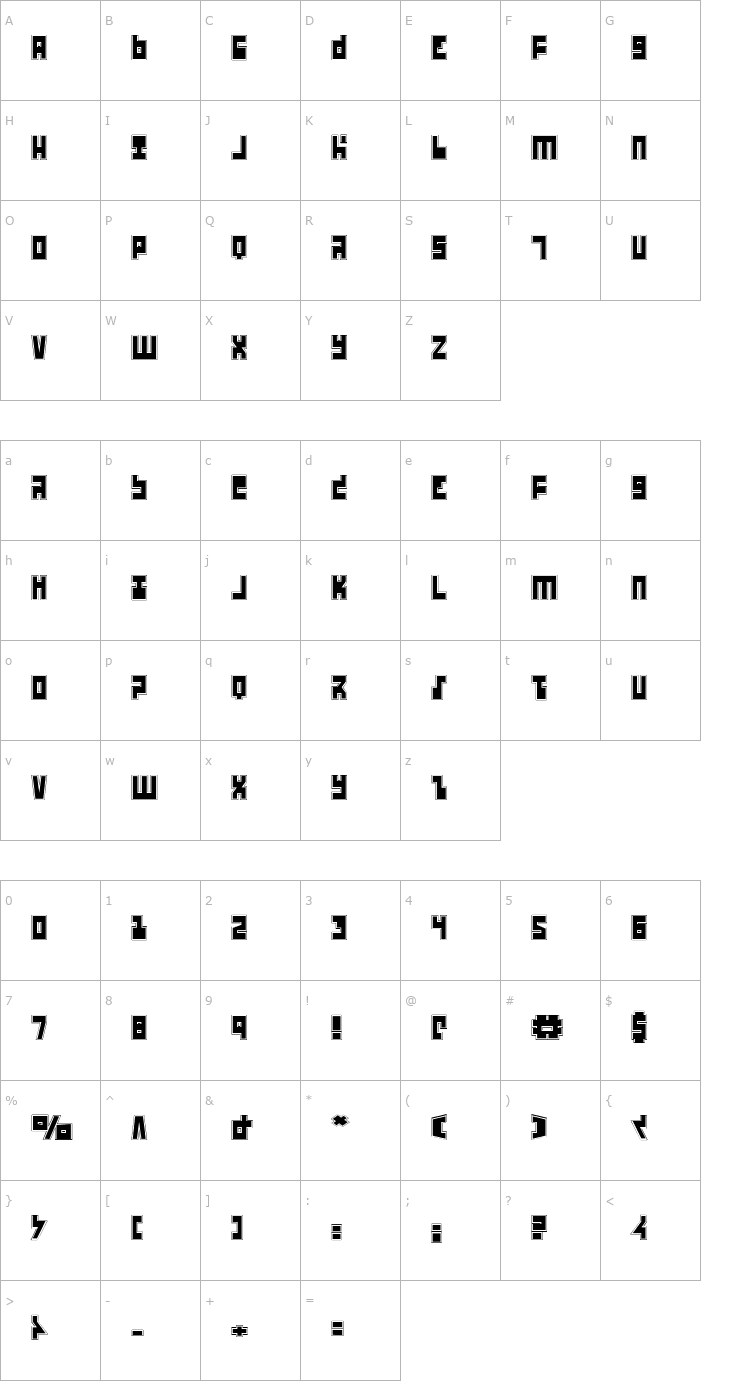 Character Map UFO Hunter Academy Font