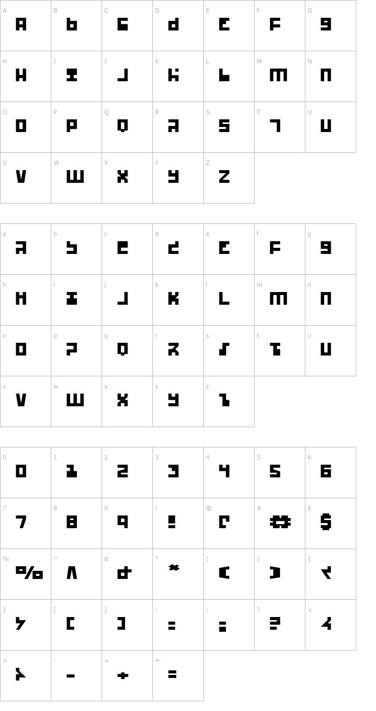 Character Map UFO Hunter Expanded Font